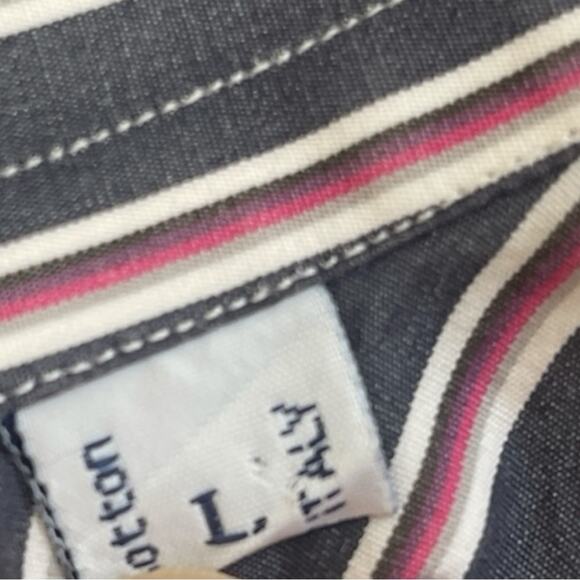 Brioni for Neiman Marcus Italy Men’s Gray Stripe Cotton LS Button Down Shirt L - Picture 7 of 10